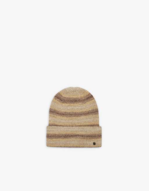 Scalpers - Gebreide gestreepte beanie in bruin
