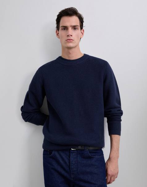 Scalpers - Gebreide sweater met textuur in marineblauw - view 1