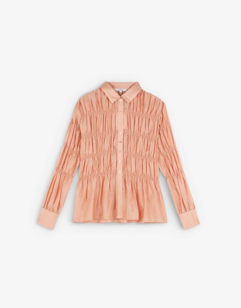 Scalpers – Gesmokte Hemdbluse in Altrosa - view 1