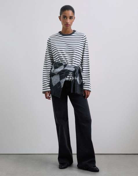 Scalpers - Gestreept T-shirt met lange mouwen in grijs - view 1