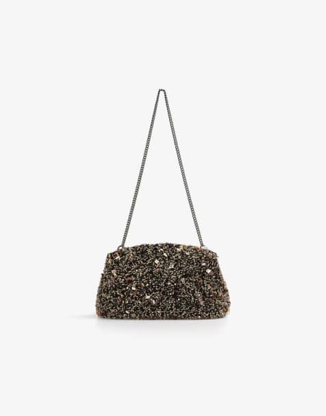 Scalpers – Gestrickte, perlenbesetzte Tasche in Schwarz - view 1
