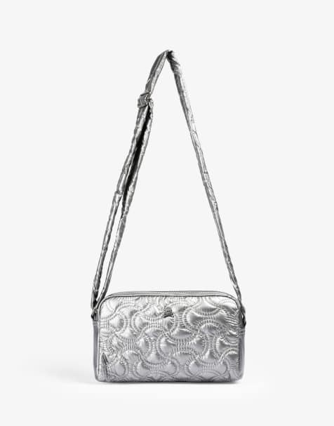Scalpers - Gewatteerde metallic crossbody tas in zilver - view 1