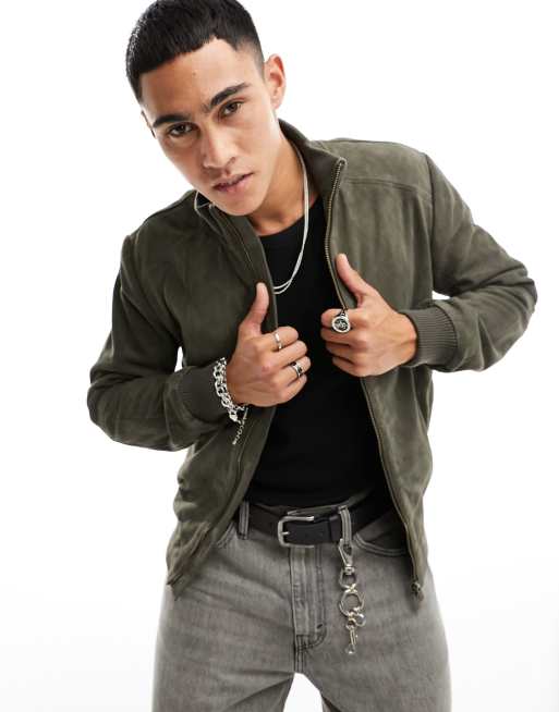 Scalpers - Giacca bomber in camoscio kaki