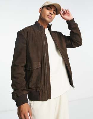 Scalpers - Giacca bomber in camoscio marrone scuro