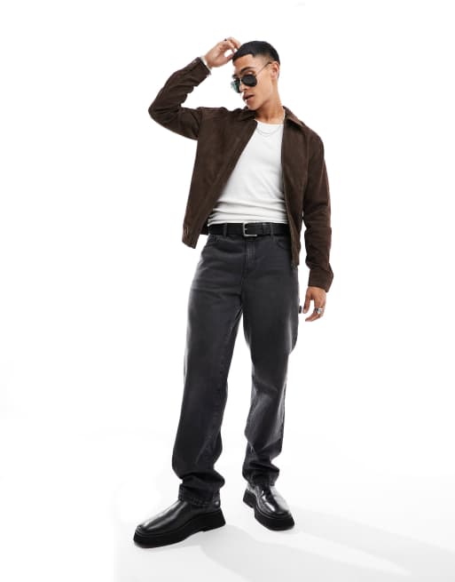 Scalpers - Giacca bomber in camoscio marrone scuro