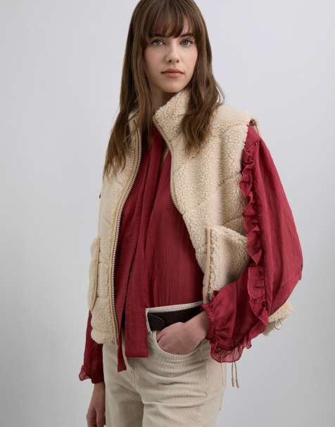 Scalpers - Gilet sans manches style sport en imitation peau de mouton - Écru - view 1