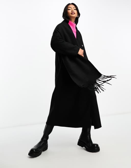 Scalpers – Handgefertigter Longline-Mantel in Schwarz