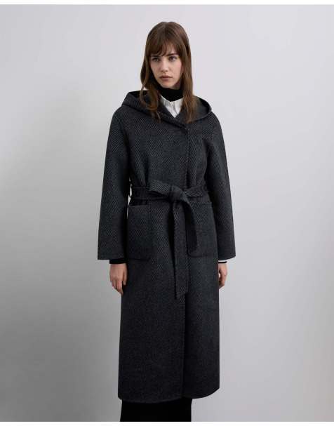 Scalpers – Handgefertigter Mantel in Grau im Kapuzenpullover-Design - view 1