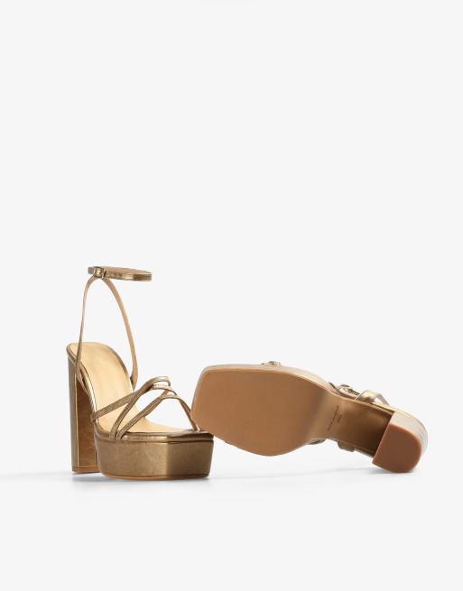Scalpers heeled sandal in gold