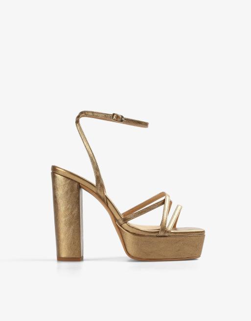 Scalpers heeled sandals in gold