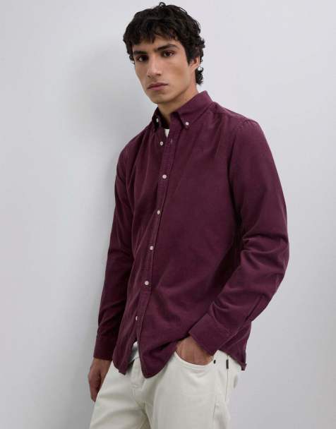 Scalpers – Hemd aus Cord in Burgunderrot mit Button-Down-Kragen - view 1