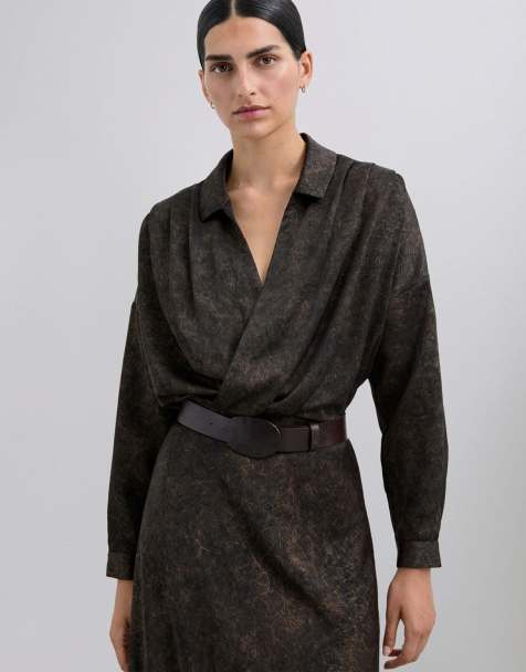 Scalpers – Hemdbluse in marmoriertem Schwarz mit Folienoptik - view 1