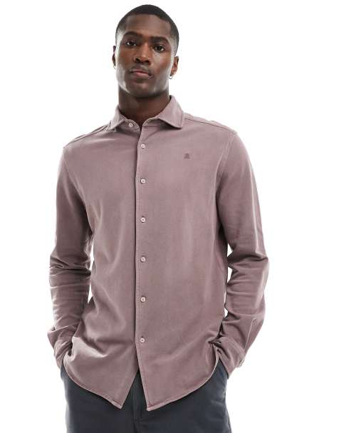 Scalpers honeycomb shirt in burgundy - view 1