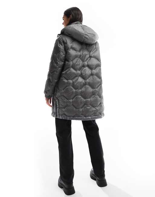 Scalpers Hoodie Palo Puffer Coat In Grey