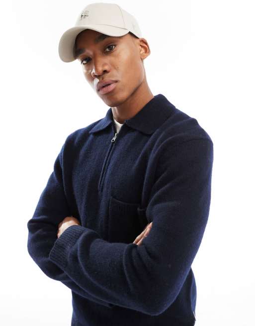 Scalpers - Icon Ander - Sweater van tricot met polokraag in marineblauw