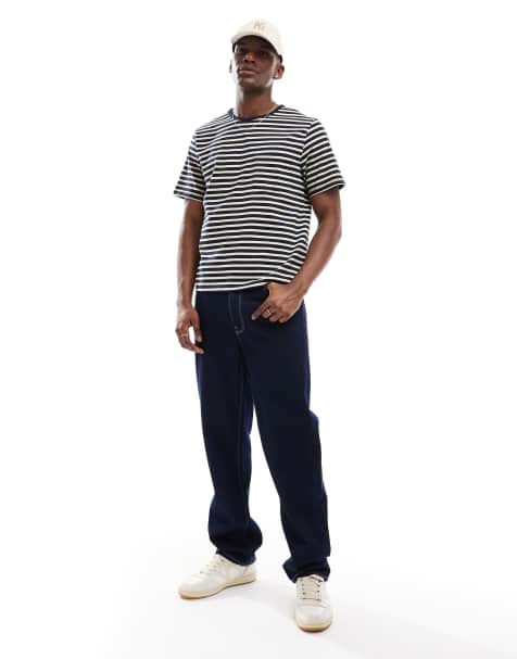 Scalpers icon pocket striped tee in dark navy - view 1