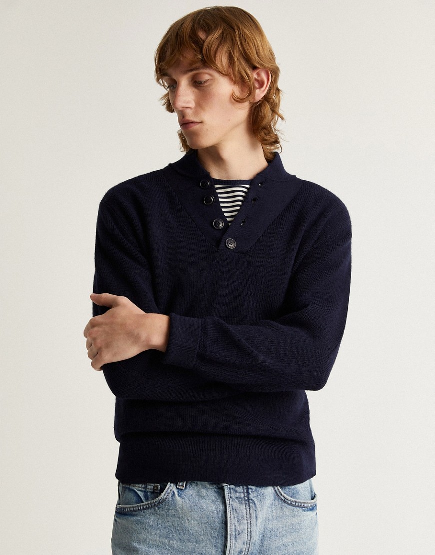 Scalpers icon pullover jumper in navy