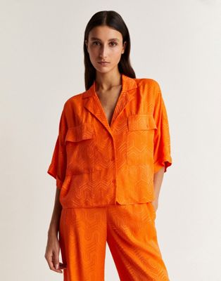 Scalpers jacard shirt in orange