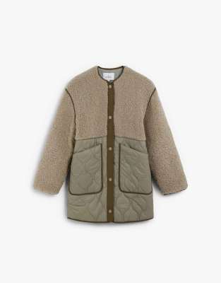 Scalpers - - Jacke in Khaki in Schafsfelloptik-Grün