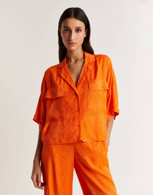 Scalpers - Jacquard overhemd in oranje