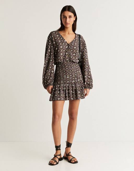 Scalpers jan print dress in black