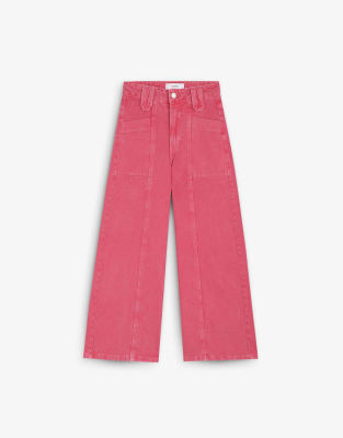 Scalpers - Jeans mit Hosenrock-Schnitt in verblasstem Korallenrot-Rosa