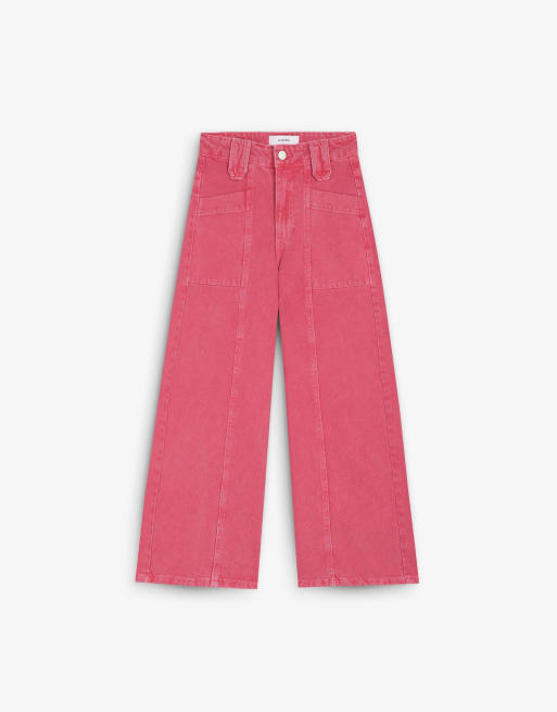 Scalpers – Jeanshose mit Hosenrock-Schnitt in verwaschenem Korallenrot