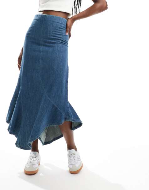 Scalpers – Jeansrock in Indigoblau mit Rüschen - view 1