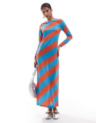 Jery Lurex Striped Dress In Orange Stripes