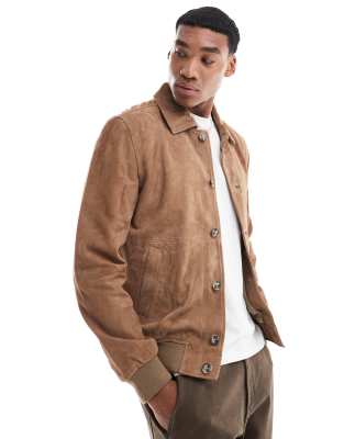 jokul suede jacket in taupe-Brown