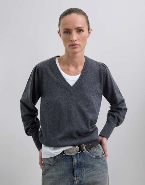 Scalpers - Joy - Maglione grigio mélange con scollo a V - view 1