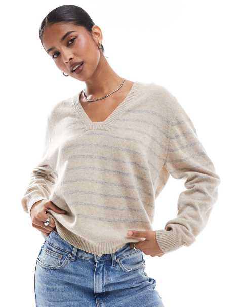 Scalpers – Joy – Pullover mit blauen Streifen und eckigem Ausschnitt - view 1