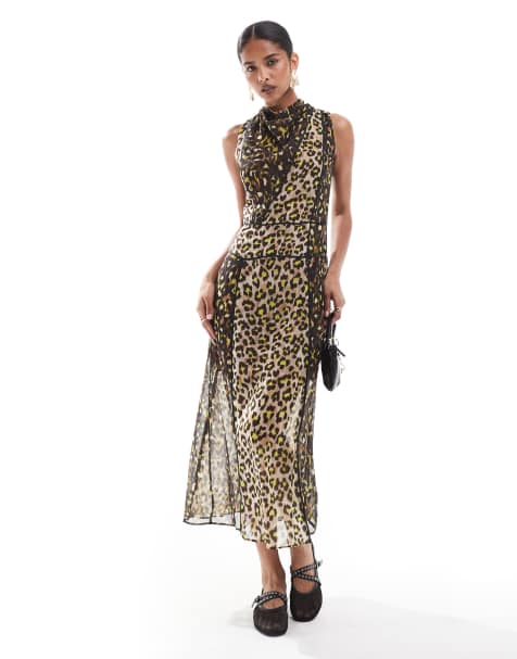 Scalpers Jul Print Dress In Khaki - view 1