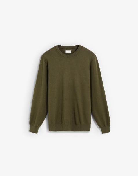 Scalpers - Klassieke tricot trui met ronde hals in kaki - view 1