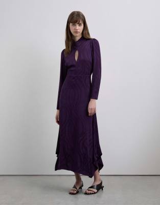 Scalpers - Kleid in Burgunderrot mit Jacquard-Muster