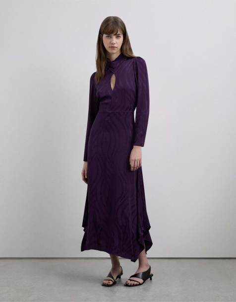 Scalpers – Kleid in Burgunderrot mit Jacquard-Muster - view 1