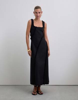 Scalpers - Kleid in Schwarz mit Fransen und Steppnähten