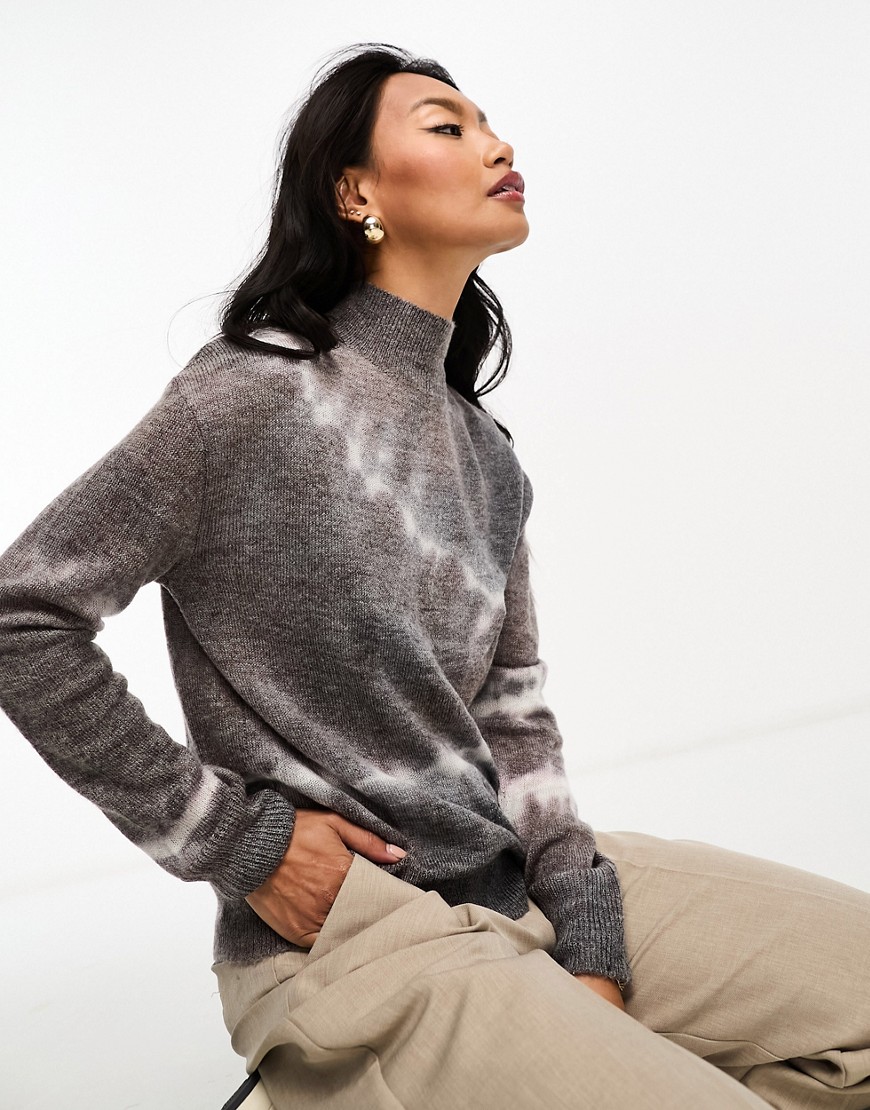 Scalpers knitted jumper with tie-dye detail in grey