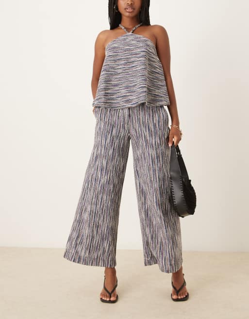 Scalpers - Knitty - Rustieke broek in ecru/blauw