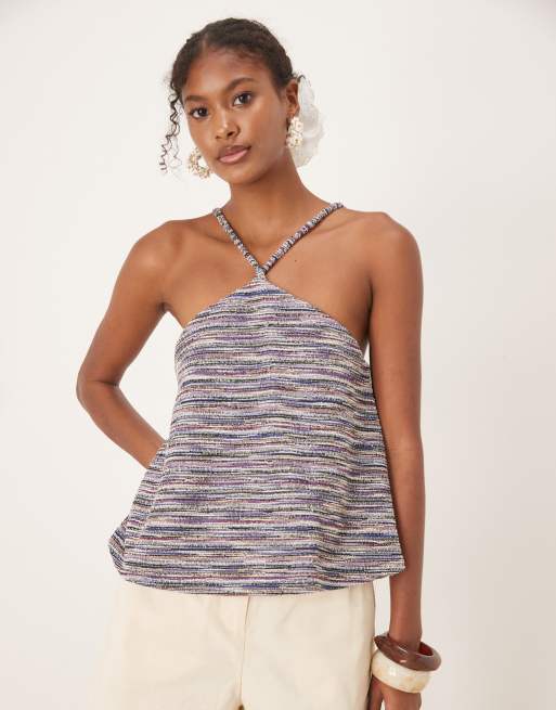 Scalpers - Knitty - Rustieke top in ecru/blauw