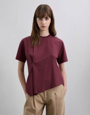 Scalpers - Kurzärmliges T-Shirt aus Popeline in Terracotta-Rot