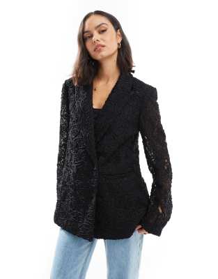 lace blazer in black