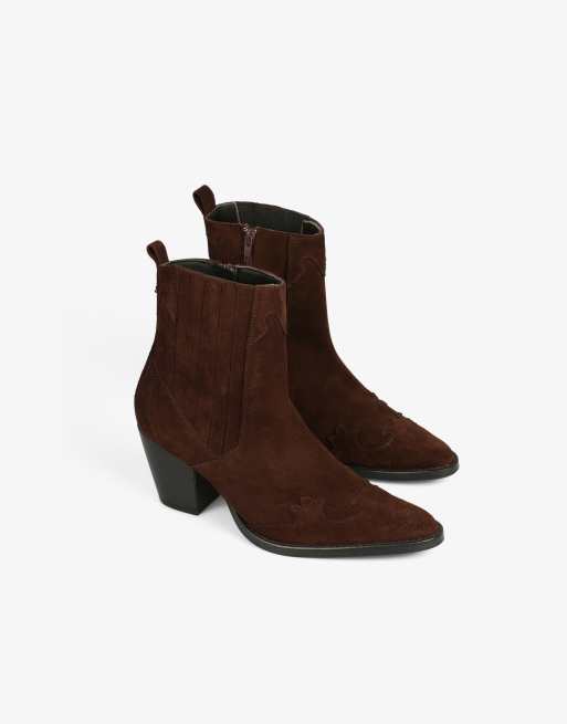 Scalpers - Lage, suède cowboylaarzen in bruin