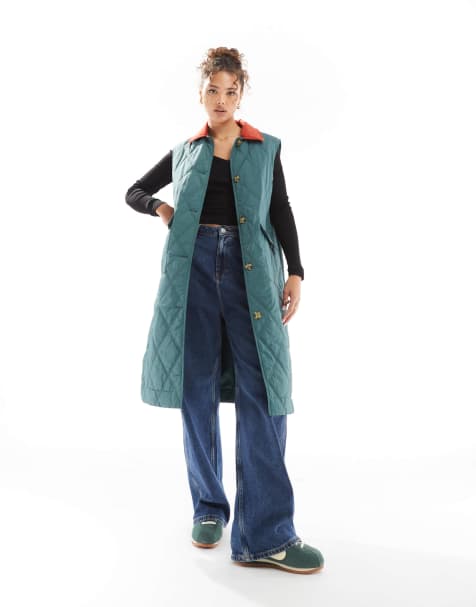 Scalpers – Lange Weste in Entenblau mit Taschen - view 1
