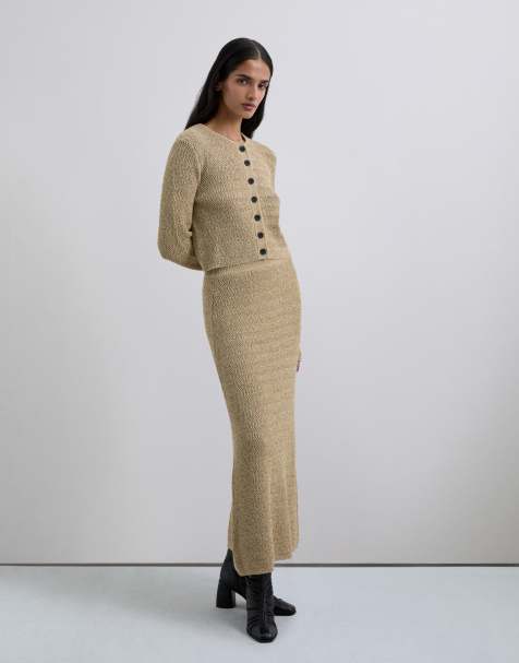 Scalpers – Langer Strickrock in Taupe - view 1