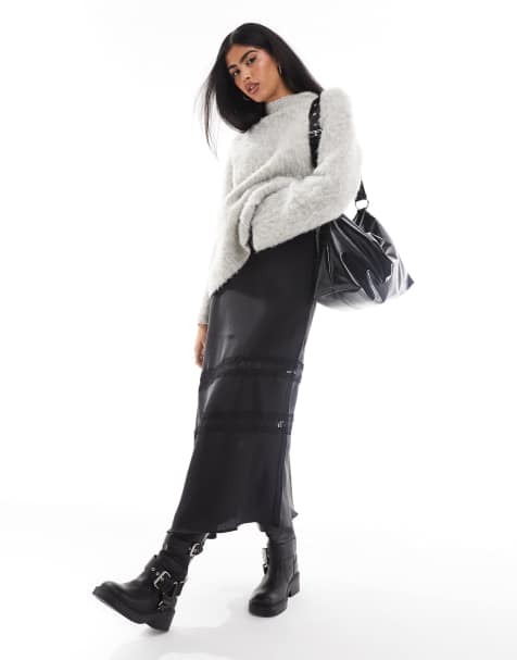 Scalpers Lara Lace Midi Skirt In Black - view 1