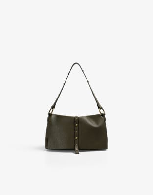 Scalpers - Ledertasche in Khaki mit Nieten-Detail-Grün