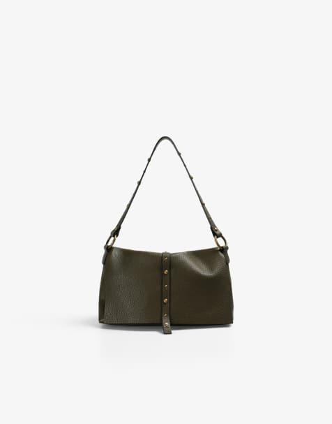 Scalpers – Ledertasche in Khaki mit Nieten-Detail - view 1