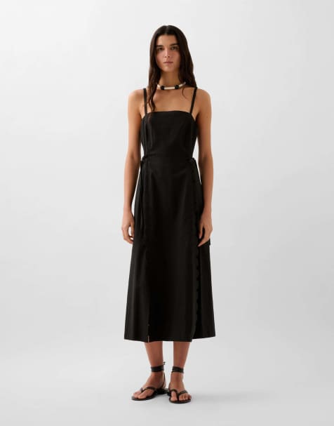 Scalpers – Leinenkleid mit Schwarz mit Muschelkante - view 1
