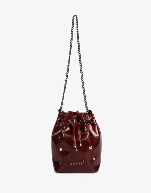 Scalpers - Leren crossbody tas in bordeauxrood